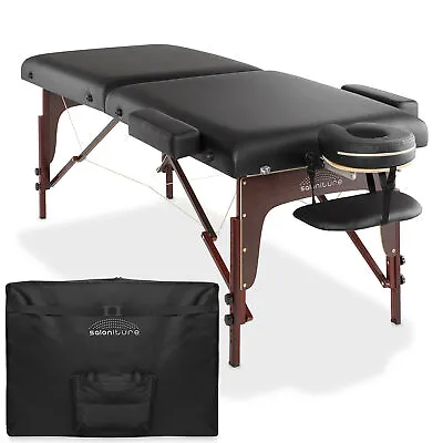 Portable Reiki Massage Table With Memory Foam Tilt Backrest Carrying Case Black • $219.99