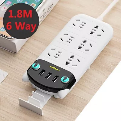 1.8M USB Charging Power Board 6Way Outlets Socket Charger Ports Surge Protector • $19.99