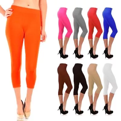Women Capri Leggings Seamless One Size Stretch Spandex Yoga Pants Opaque Jegging • $5.98