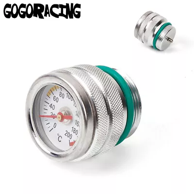 Silver M30x1.5 Oil Temp Temperature Gauge Filler Cap Motorcycle 0-200 Celsius • $14.99