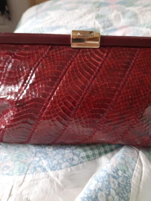 £10 • Buy Vintage Jane Shilton Leather Clutch Bag, 1970’s, Burgundy. With Chain Strap