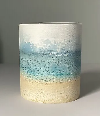 Landscape / Coastal Art On Canvas Original Painting Glass Candle Holder OOAK. • £19.99