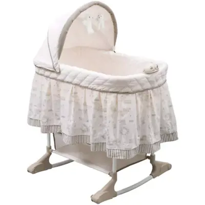 $82.64 • Buy Baby Cradle Retractable Locking Swivel Wheels Mattress Sheet And Bassinet Skirt