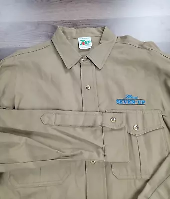 Vintage 90's 7UP Button Down Shirt XL Long Sleeve Tropical Maui Fish Uniform USA • $24.95