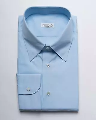 Zilli $760 NWT Solid Blue 100% Cotton Slim Fit Dress Shirt (42 Eu) 16.5 US • $171.96