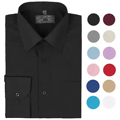 Boltini Italy Men's Long Sleeve Solid Barrel Cuff Dress Shirt • $23.68