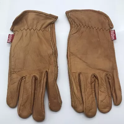 Vintage MARLBORO Cigarette 100% Leather Gloves Size S/M Brown • $25