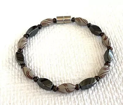 Magnetite Bead Bracelet Magnetic Clasp Magnetite & Faux Stone Beads Gray Rust • $8