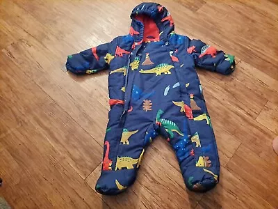 £3.75 • Buy Baby Boys Padded Snowsuit Age 3 - 6 Months M&S Zip Up All In One Dinasaur Suit 