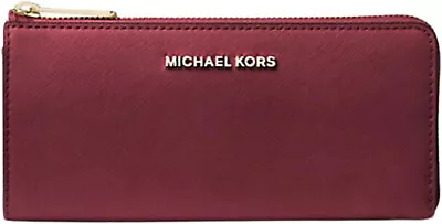 Michael Kors Jet Set Travel Large Saffiano Leather Wallet Dark Cherry • $158