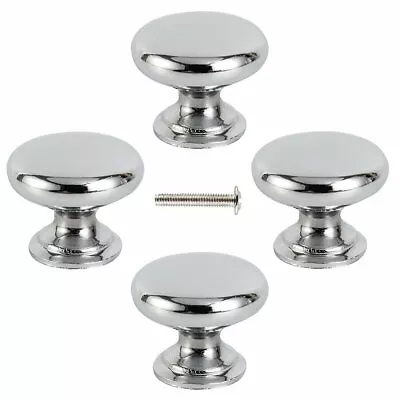 8/16/30 Pcs Chrome Round Door Knobs Drawer Wardrobe Kitchen Cupboard Handles UK • £22.78