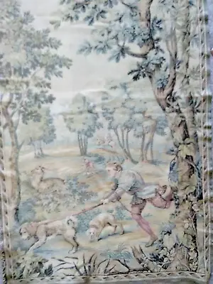 Decor Wall Hanging Tapestry Repro 17th C Euro Hunt Scene Chateau Castle 36x54  • $65