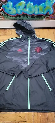 Manchester United Adidas Pastel Pack Full-Zip Hoodie Windbreaker Jacket - Black  • $75