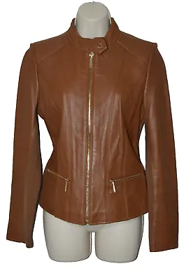 WOMEN'S MICHAEL KORS BROWN LEATHER JACKET- Sz S- NWOT • $130