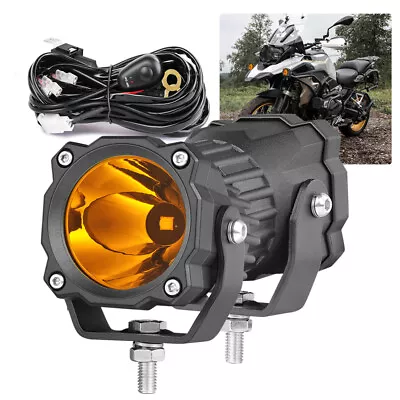 2.6  Motorcycle/E-Bike Headlight LED Spot Fog Lights Amber Driving ATV W/Wiring • $79.98