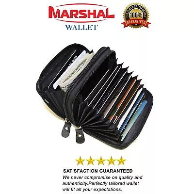 Genuine Leather Credit Card Holder Accordion Wallet By Marshal • $12.99