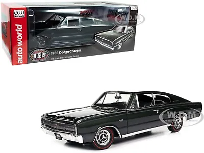 1966 Dodge Charger Dark Green  Mcacn  1/18 Diecast Model By Auto World Amm1320 • $99.99