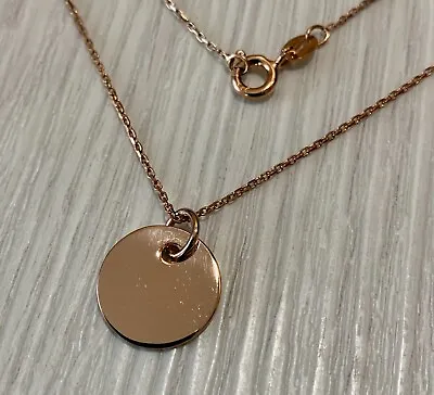 Rose Gold Vermeil STERLING SILVER Disc  NECKLACE PERSONALISED ENGRAVED & BOX • £20.83