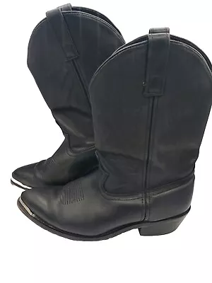 Masterson Boot Company Men's Black Leather Cowboy Boots Almond Toe Size 11D • $69.49