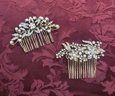 Vintage Pearl & Rhinestone Bridal Combs • $29.99