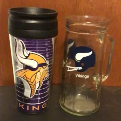 Minnesota Vikings Glass Beer Mug & Coffee Travel Cup NFL Football           L@@K • $13