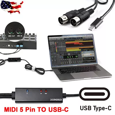 MIDI 5 Pin To USB C Type-C Converter Music Keyboard Adapter For Macbook Android • $18.47