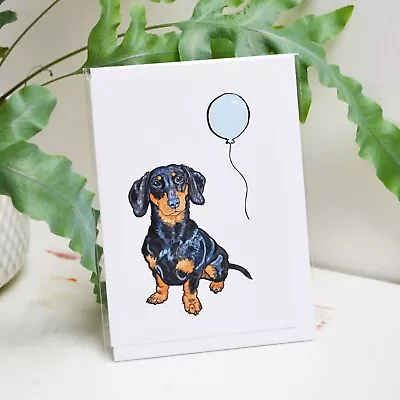 Black & Tan Dachshund Birthday Card - Black & Tan Dachshund Card • £3.55