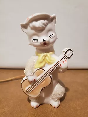 Vintage IRice Porcelain White Cat Playing Guitar Perfume Scent Night Light Lamp • $75
