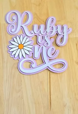 Personalised Daisy Flower 1st Birthday GLOSSY CARDSTOCK Cake DECORATION • $15.99