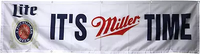 MILLER LITE Beer Flag It'S Miller Time 2X8Ft Banner Man Cave • $23.32