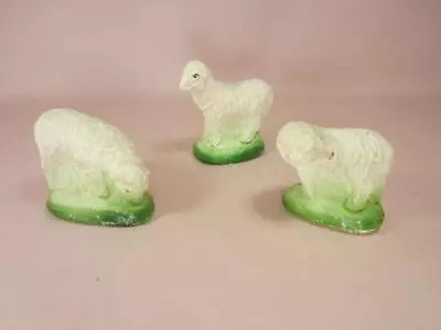 *Vintage Sheep / Lambs Creche Easter Manger Display 3 Pc Chalk VGC • $18.98