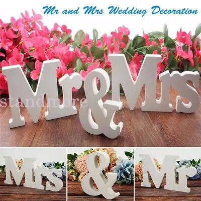 Mr & Mrs Wooden Letter Sign DIY Freestanding Top Table Centerpiece Wedding Décor • £4.26
