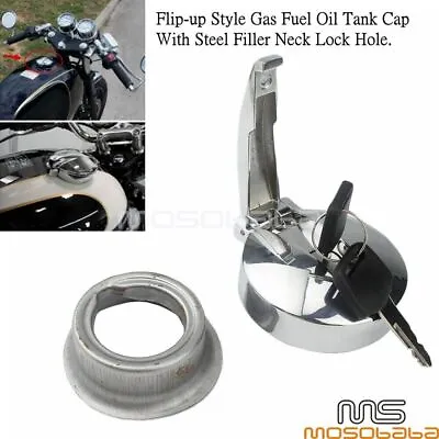 Vintage Motorcycle Gas Fuel Oil Tank Cap W/Filler Neck For Cafe Racer Honda CB • $26.02