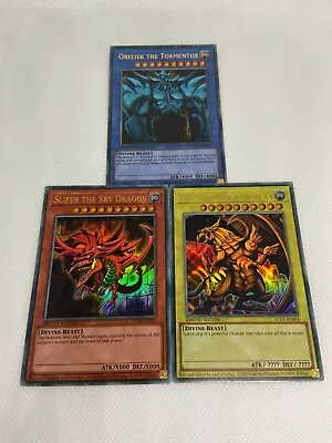 Egyptian God Card Set Obelisk Slifer Ra - LC01-EN001 EN002 EN003 - NM - YuGiOh • £4.95