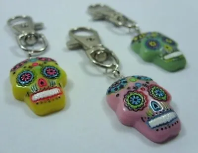 A New Mexican Sugar Skull Keyring Evil Zombie Day Of The Dead Charm Zip Puller • £3.50