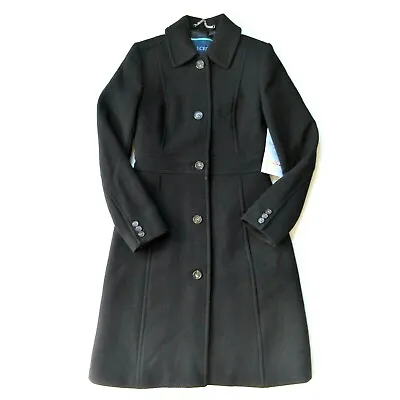 NWT J.Crew Classic Lady Day Coat In Black Italian Doublecloth Wool Thinsulate 00 • $200