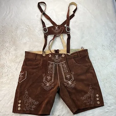 Schoneberger Mens Bavarian Lederhosen Size 62 (42-44) Brown • $59.88