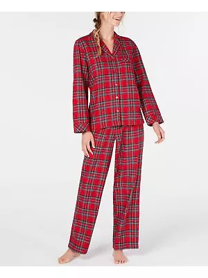 FAMILY PJs Womens Red Collar Up Top Straight Leg Pants Flannel Pajamas XXL • $3.39