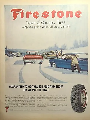 Firestone Town & Country Tires Snow Mud Garage Shop Vintage Print Ad 1964 • $16.77