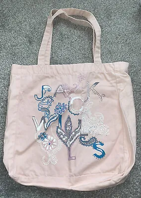 Jack Wills Tote Shopper Reusable Bag Pale Pink Logo VGC Shopping Beach Gym • £7.50
