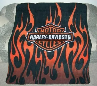 $39.95 • Buy New Flames Fleece Harley Davidson Orange Throw Gift Blanket Fire Bike Motorcycle