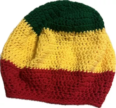 Handmade Red Yellow Green Beret Tam Hat Rasta Slouch Beanie  Dreadlocks Dreads • $9