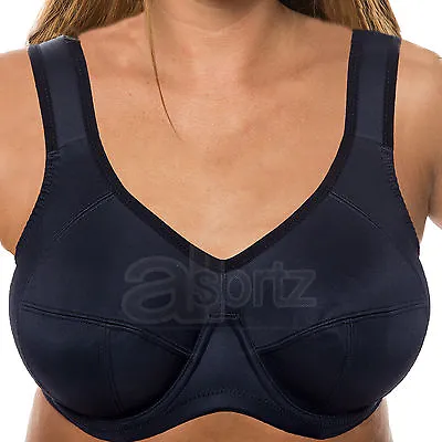 £18.95 • Buy Black Full Cup Sports Bra High Impact Underwired Plus Size Ladies Running Gym