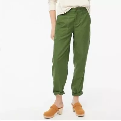 J. Crew Camp High Rise Tapered Utility Straight Pant Outdoor Green 8 • $42.75