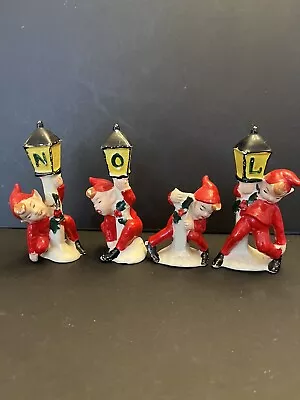 Lipper & Mann NOEL Set Drunken Pixies Hug Lamp Posts Vintage 1956 Christmas Elf • $125