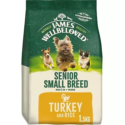 1.5kg James Wellbeloved Senior Small Breed Dry Dog Food Biscuits Turkey & Rice • £12.54