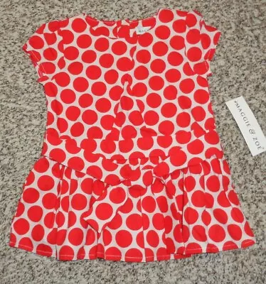 Maggie & Zoe Baby Girls Polka Dot Dress Beige Red Short Sleeve 12 Months NEW  • $7.99