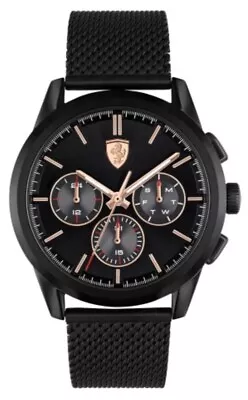 Scuderia Ferrari Mens Sf-56-1-34-0665 Black W/ Rose Gold Chronograph Wristwatch • $0.01