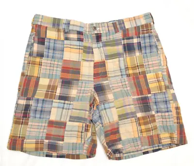 Brooks Brothers 346 Plaid Madras Patchwork 100% Cotton Shorts Men's Size 36 • $12.95