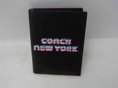 New Authentic Coach Black Leather Passport Case/wallet W/80's Lettering #c3750 • $29.99